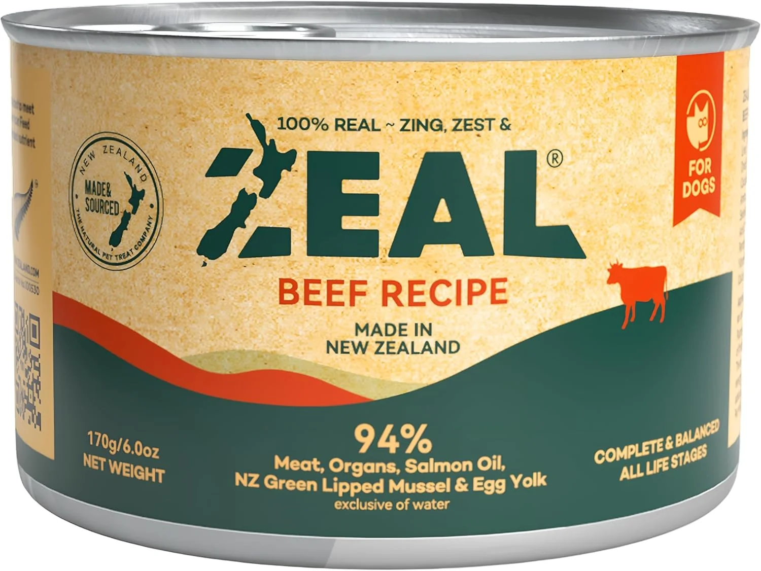 Smart ZEAL New Zealand Canned Wet Dog Food – High Protein Pure Nutrition Natural Superfoods Grain- with Superfoods Beef 6oz Can 12-Pack Sophisticated