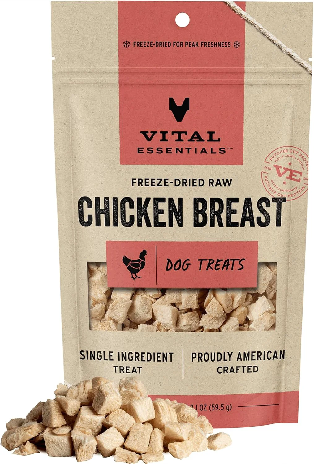 Eco-Friendly Vital Essentials Chicken Breast Dog Treats 2.1 oz ze-Dried Raw Single Ingredient Premium Quality High Protein Training Treats Grain Gluten Filler Trendy
