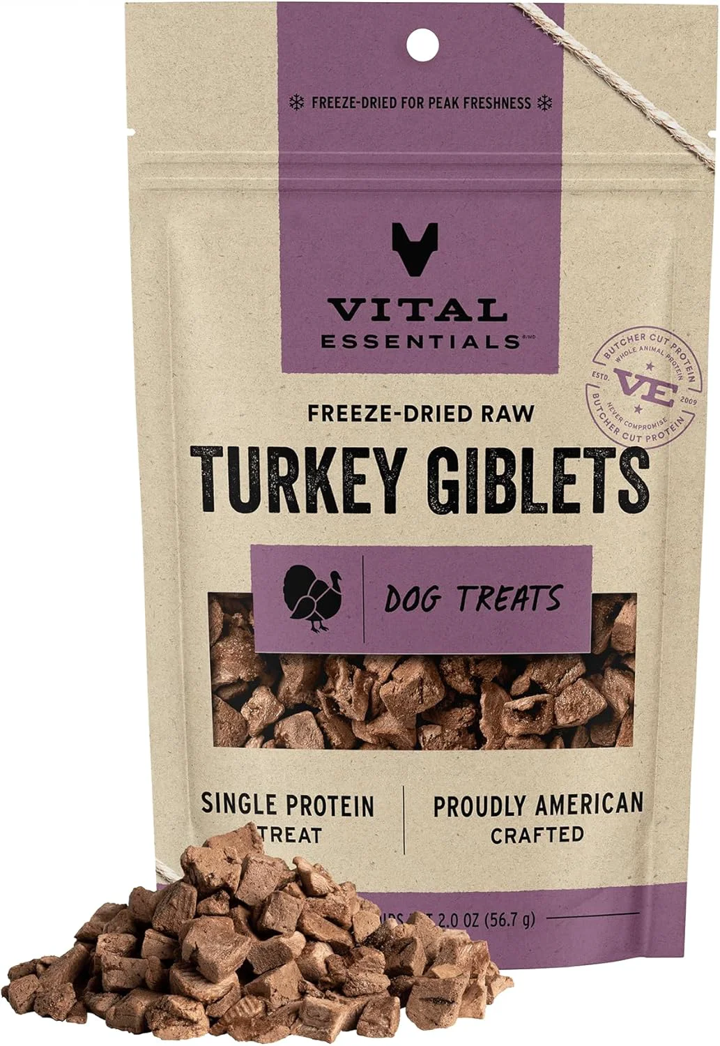 Stylish Vital Essentials Turkey Giblets Dog Treats 2 oz ze-Dried Raw Single Ingredient Premium Quality High Protein Training Treats Grain Gluten Filler