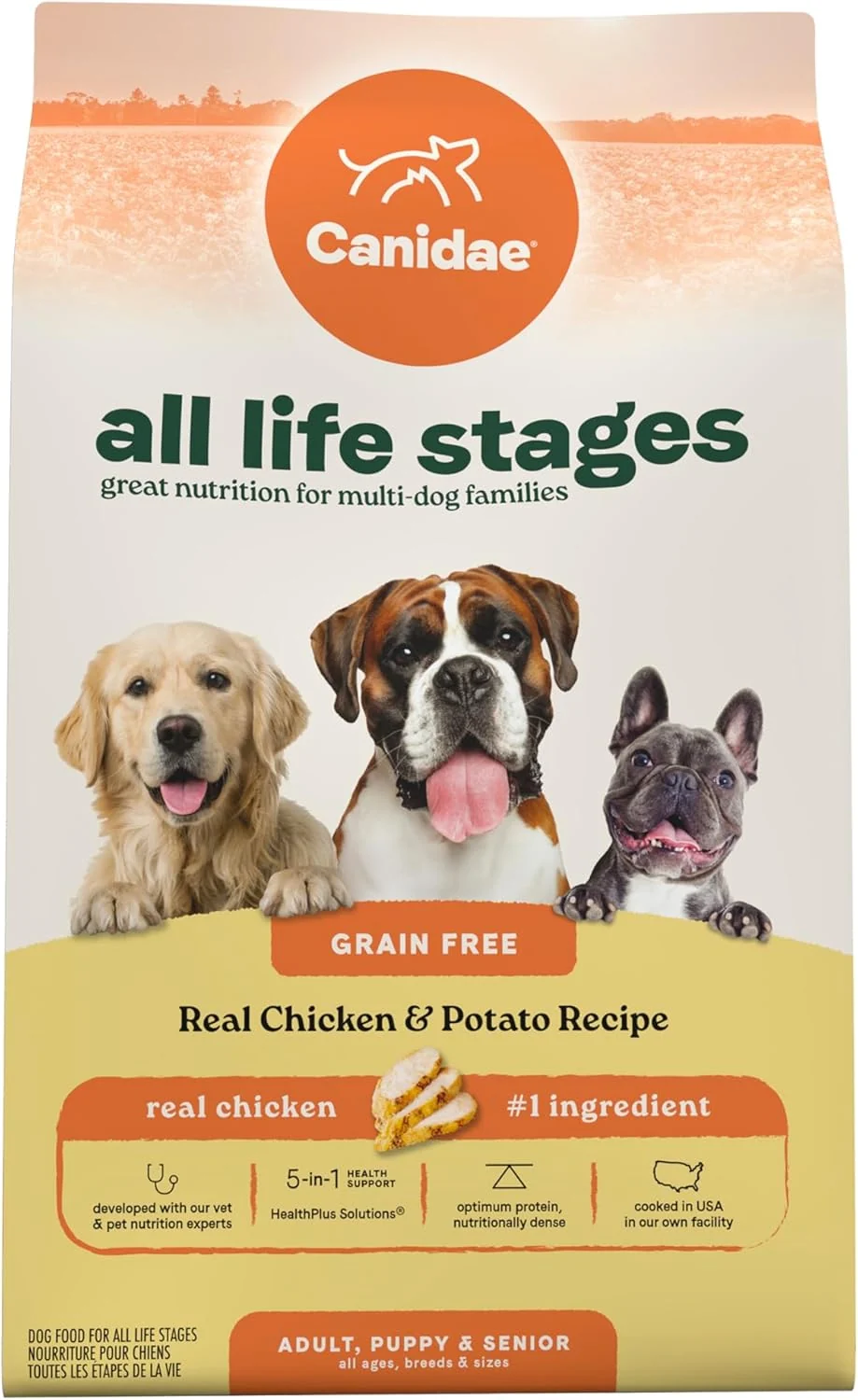 Fine Canidae All Life Stages Chicken Potato Recipe – High Protein and Grain- Premium Dry Dog Food for All Ages Breeds and Sizes– 4 lbs. Sustainable