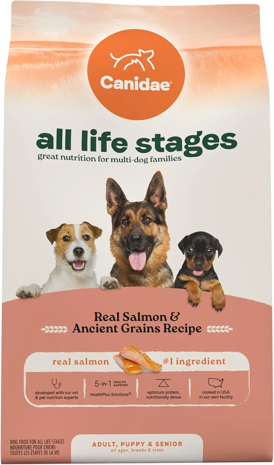 Fashionable Canidae All Life Stages Salmon Ancient Grains Recipe – High Protein Premium Dry Dog Food for All Ages Breeds and Sizes– 5 lbs. Powerful