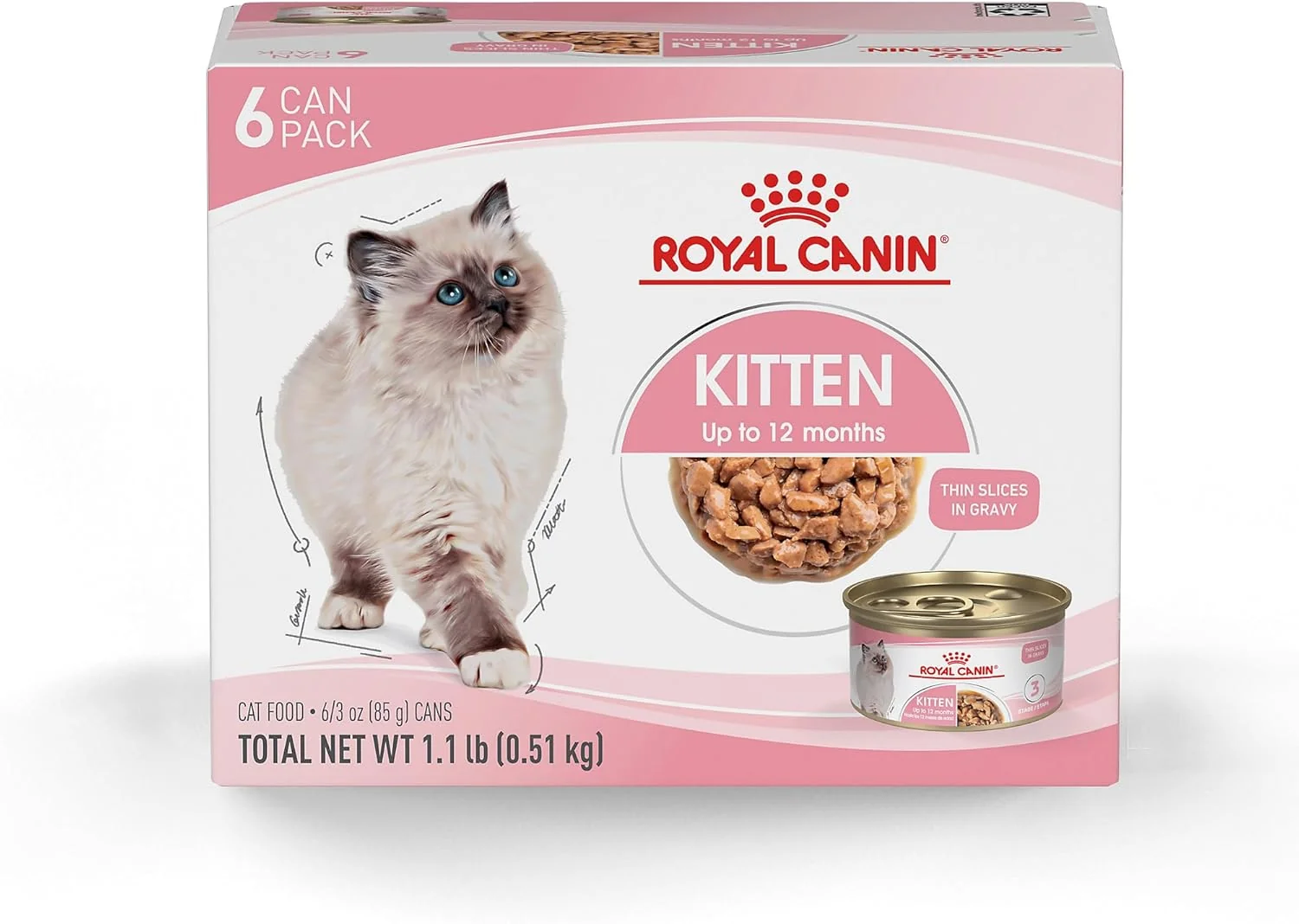Trusted Royal Canin Feline Health Nutrition Kitten Thin Slices in Gravy Canned Cat Food 3 oz can 6-pack Breathable