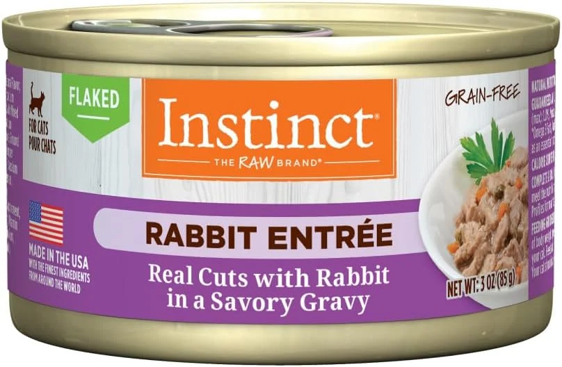 Fast Instinct Flaked Entrée Wet Canned Cat Food - Rabbit 3 oz. Cans Pack of 24 Functional