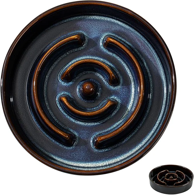 Eco-Friendly Ceramic 1.2 Cup Dog Bowl Slow Feeder for Medium and Small Dog 7.3inch User-Friendly