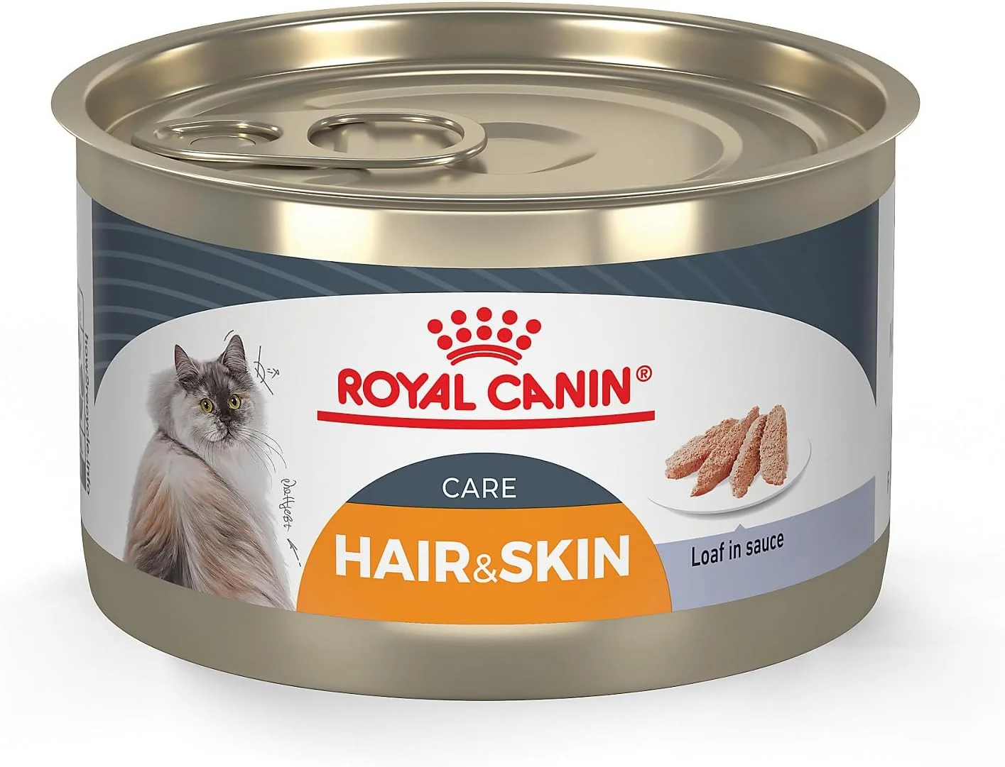 Recyclable Royal Canin Feline Care Nutrition Hair Skin Care Loaf in Sauce Canned Cat Food 5.1 oz can 24-count Luxury