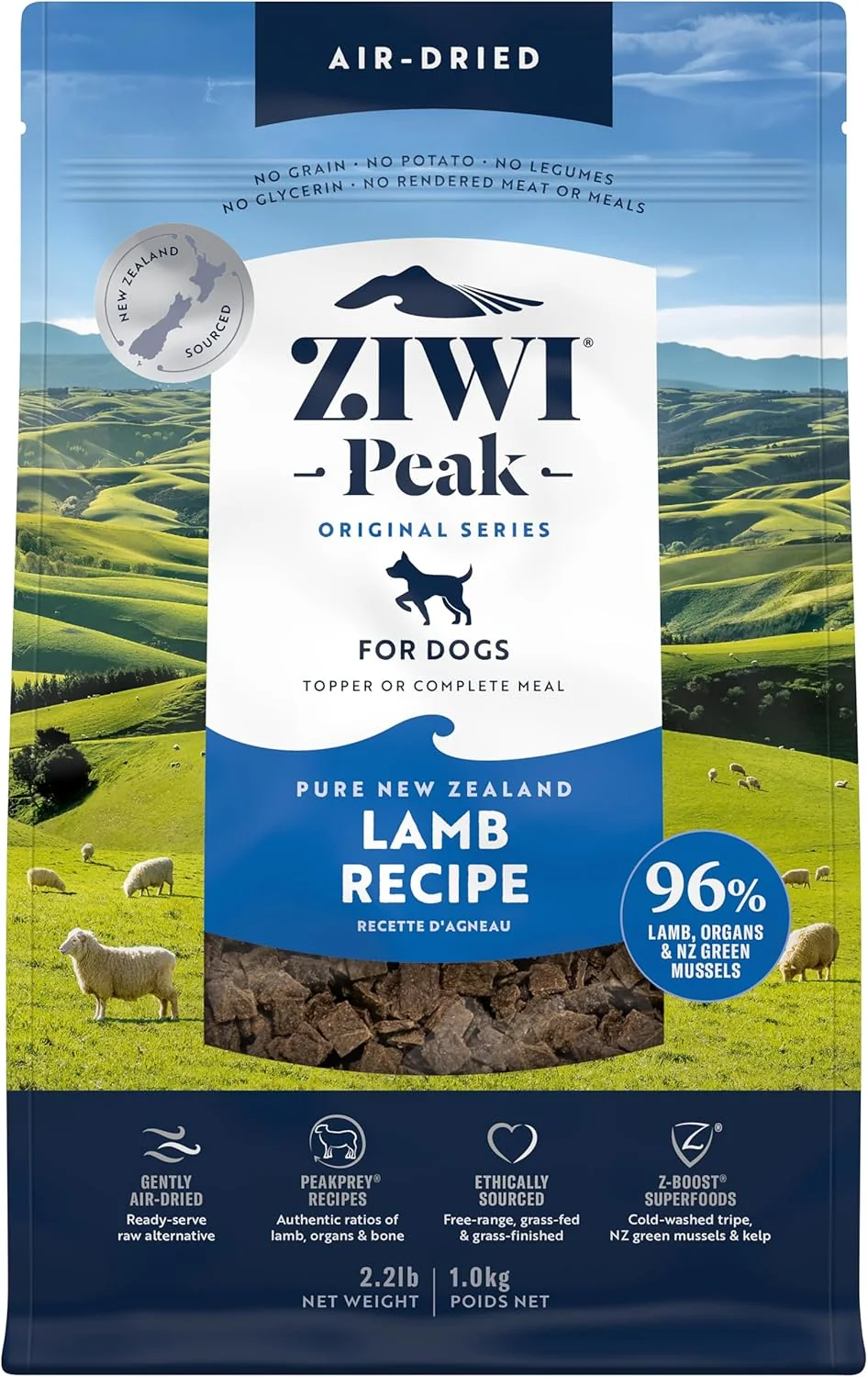 Breathable ZIWI Peak Air-Dried Dog Food – Lamb - All Natural High Protein Grain Limited Ingredient w Superfoods 35.2oz Safe