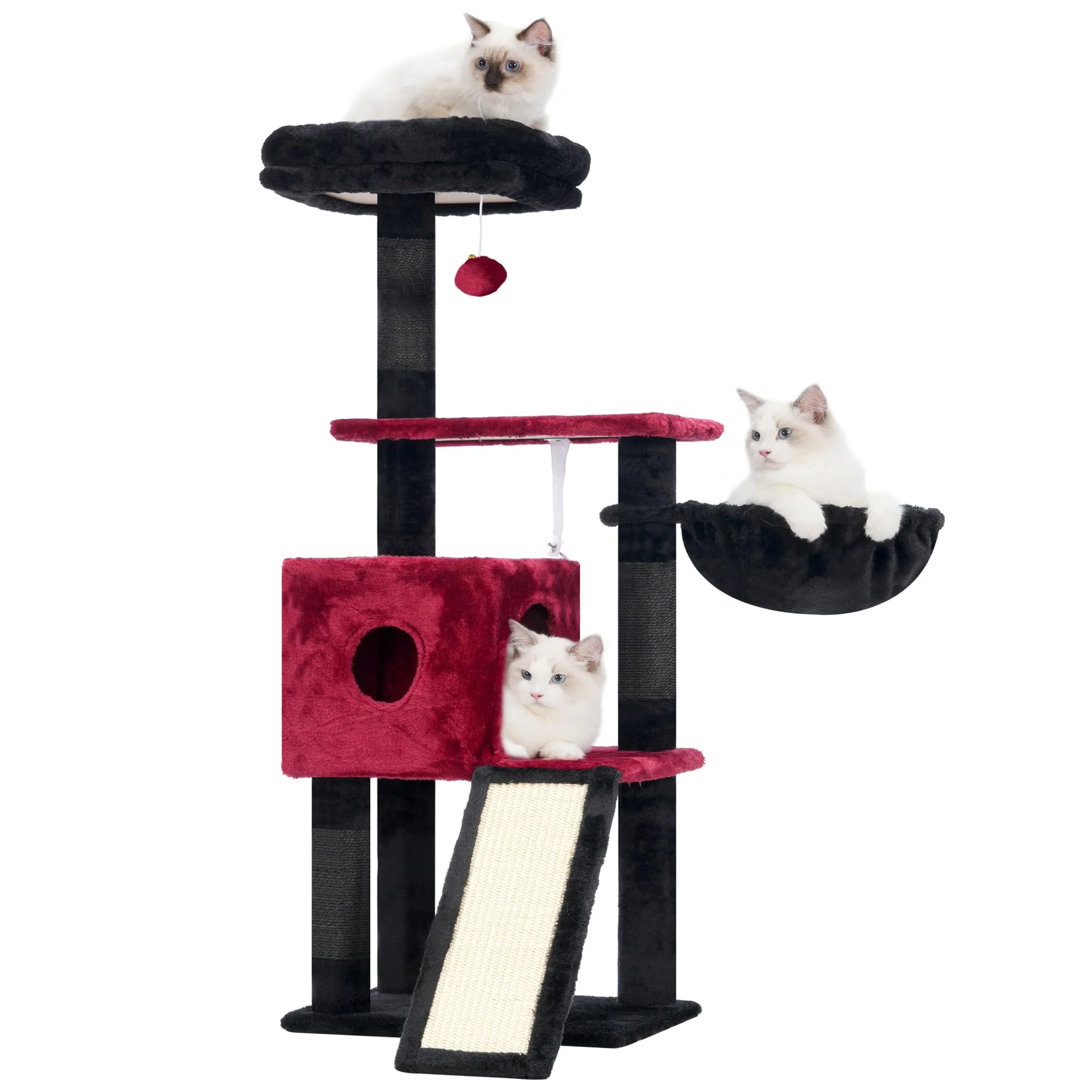 Classic Hey-brother Gothic Cat Tree – 42.5-Inch Indoor Cat Tower with Scratching Post Cave Basket Ramp Quality