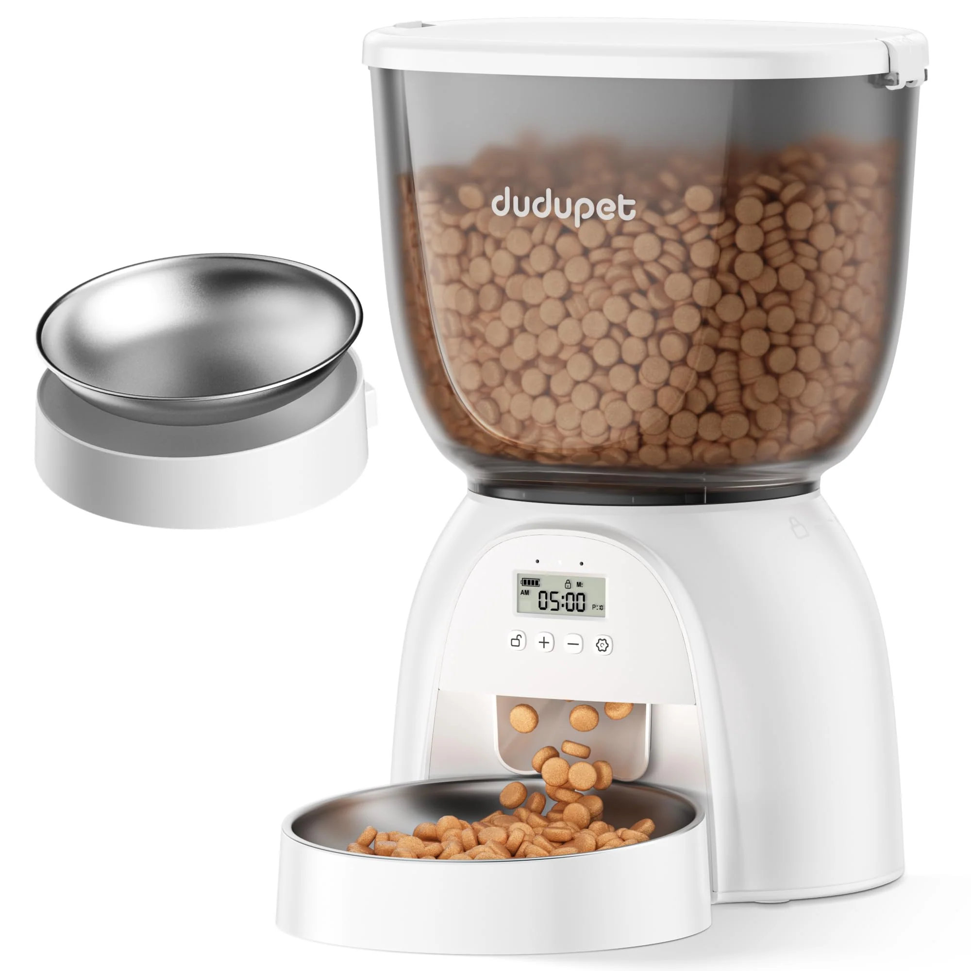 Long-Lasting DUDUPET 5L Automatic Cat Feeder – Timed Dispenser Dual Power 6 Meals 1–20 Portions Selected