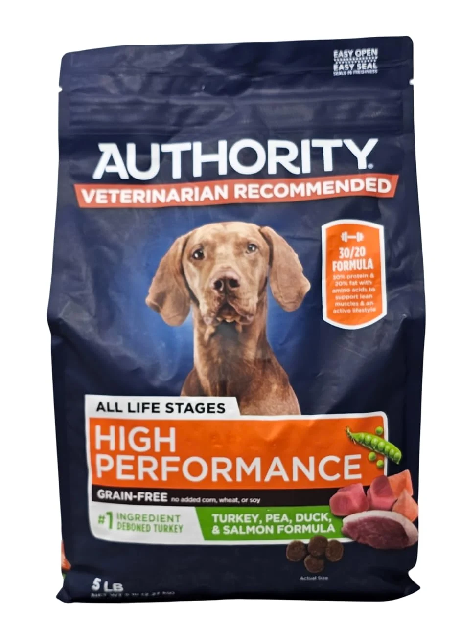 Pure Authority High Performance Turkey Pea Duck Salmon Dry Dog Food 5 lb Bag Eco-Friendly