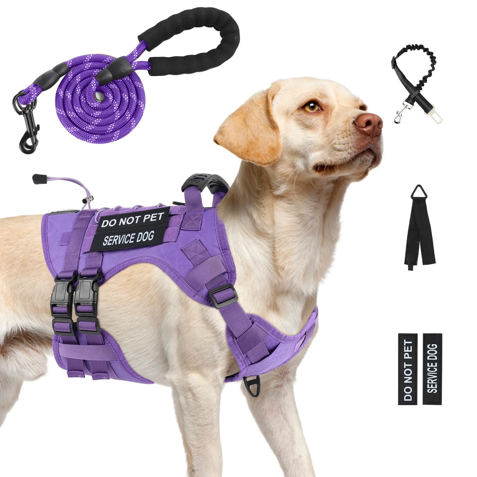 Authentic Yungaspy No Pull Tactical Dog Harness for Large Dogs — Escape-Proof Molle Vest Set Purple L Innovative