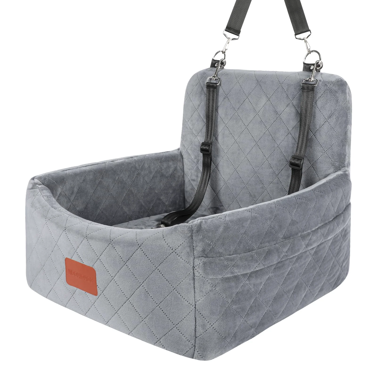 Crafted Wooaidagg Dog Car Seat for Small Dogs Under 30lbs – Comfy Travel Bed with Washable Cover 2 Leashes Pockets High-Performance