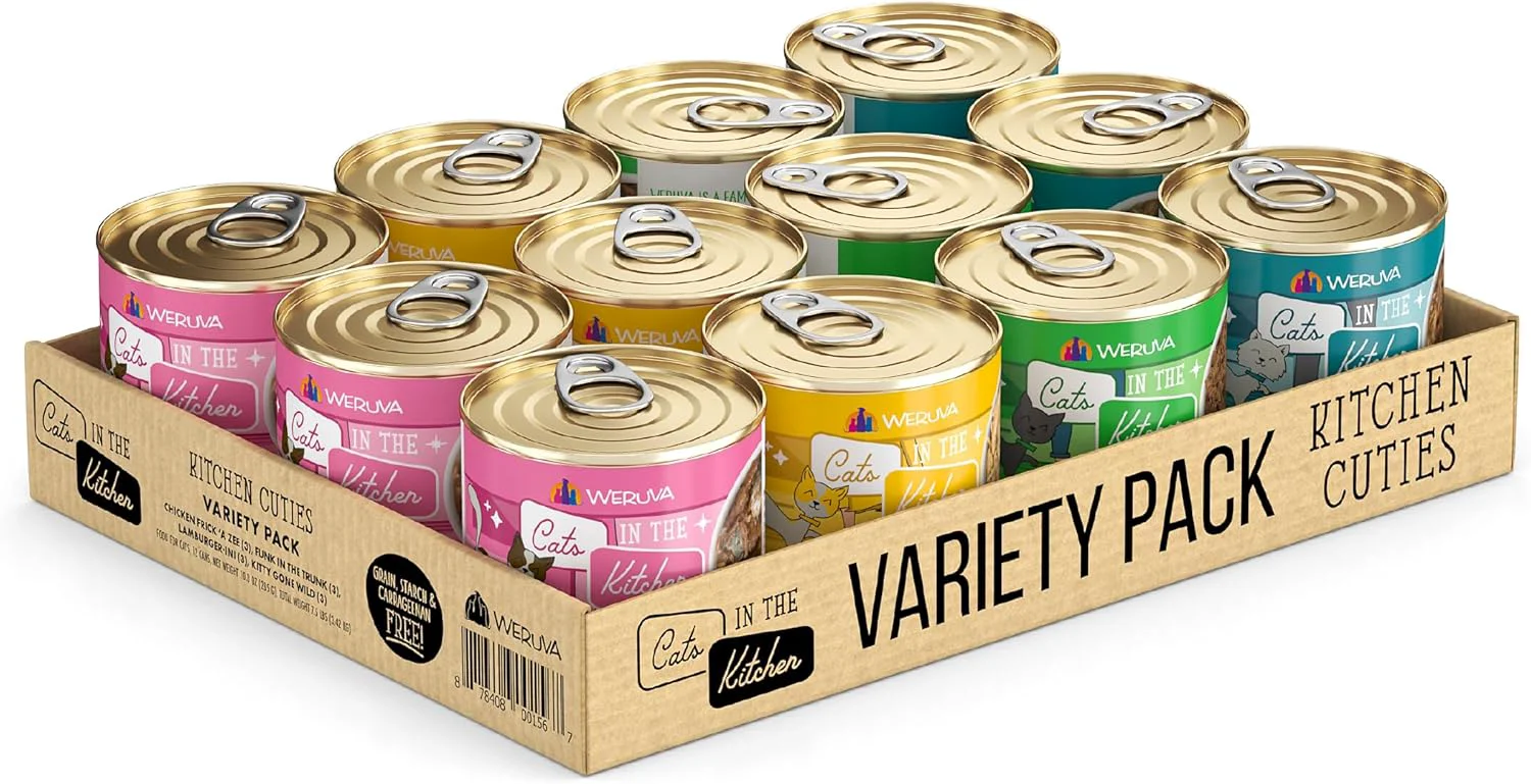 Smart Weruva Cats in The Kitchen Kitchen Cuties Variety Pack Wet Cat Food 10oz Cans Pack of 12 Breathable