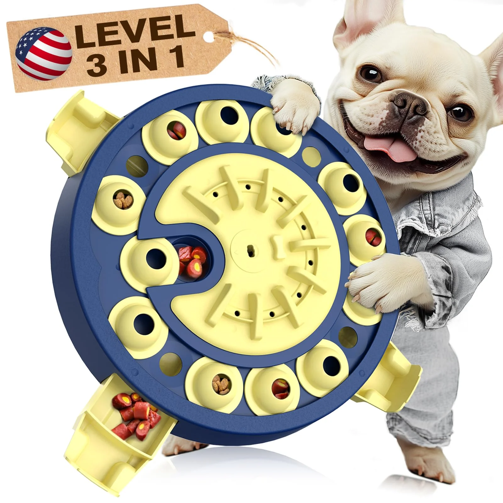 Traditional KADTC U.S. Brand Design 3-Level Dog Puzzle Toy for All Sizes Reliable