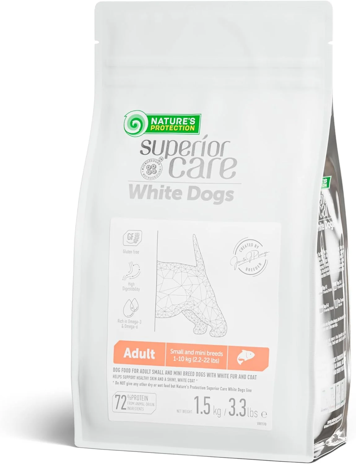 Breathable Nature's Protection Superior Care White Dogs Grain- Dry Dog Food - High Protein Tear Stain Dog Food for Small Mini Breeds Light Coated Adult Dogs Fresh Pet Meal Salmon 3.3 lb Lightweight
