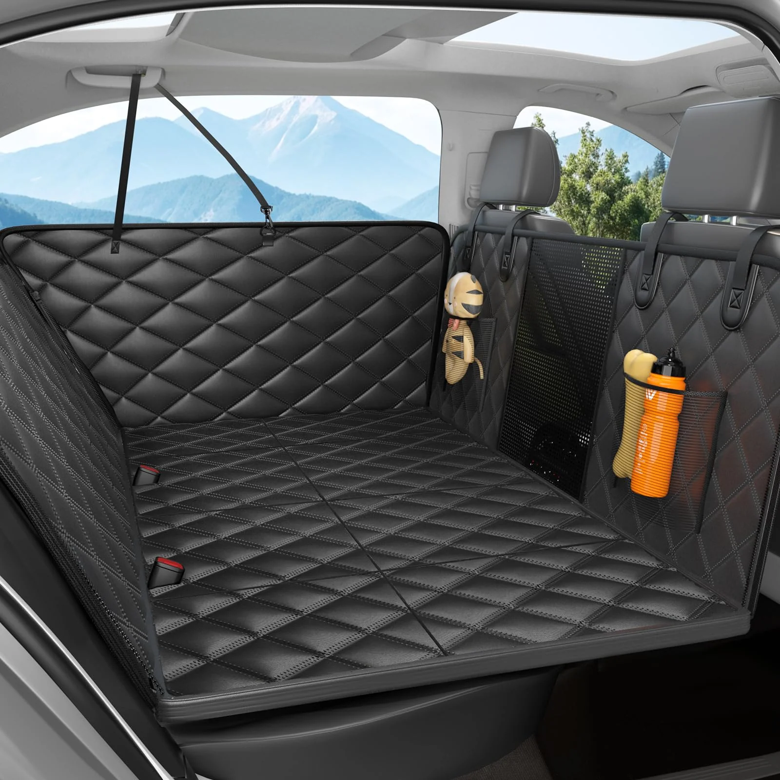 Specialty Lufebut Dog Car Seat Cover – Hard Bottom Back Seat Extender Waterproof Anti-Slip Black Pure