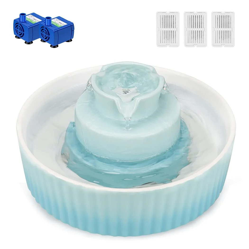 Proven Wonder Creature Ceramic Cat Water Fountain 2.1L Cupcake – Quiet Pumps Filters Casual