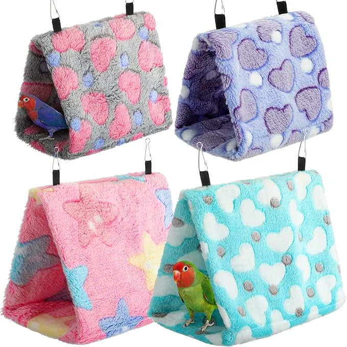 Soft 4 Pcs Winter Warm Bird Nest for Cage Plush Birds Hanging Snuggle Cave 6.7 and Detailed
