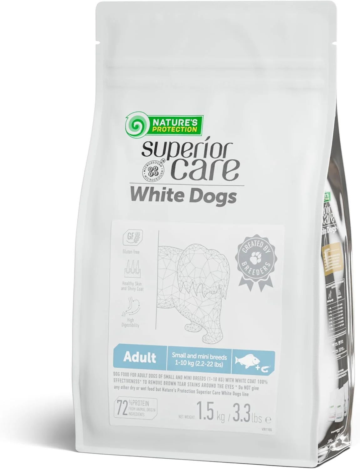 Smart Nature's Protection Superior Care White Dogs Grain- Dry Dog Food - High Protein Tear Stain Dog Food for Small Mini Breeds Light Coated Adult Dogs Fresh Pet Meal White Fish 3.3 lb Effective