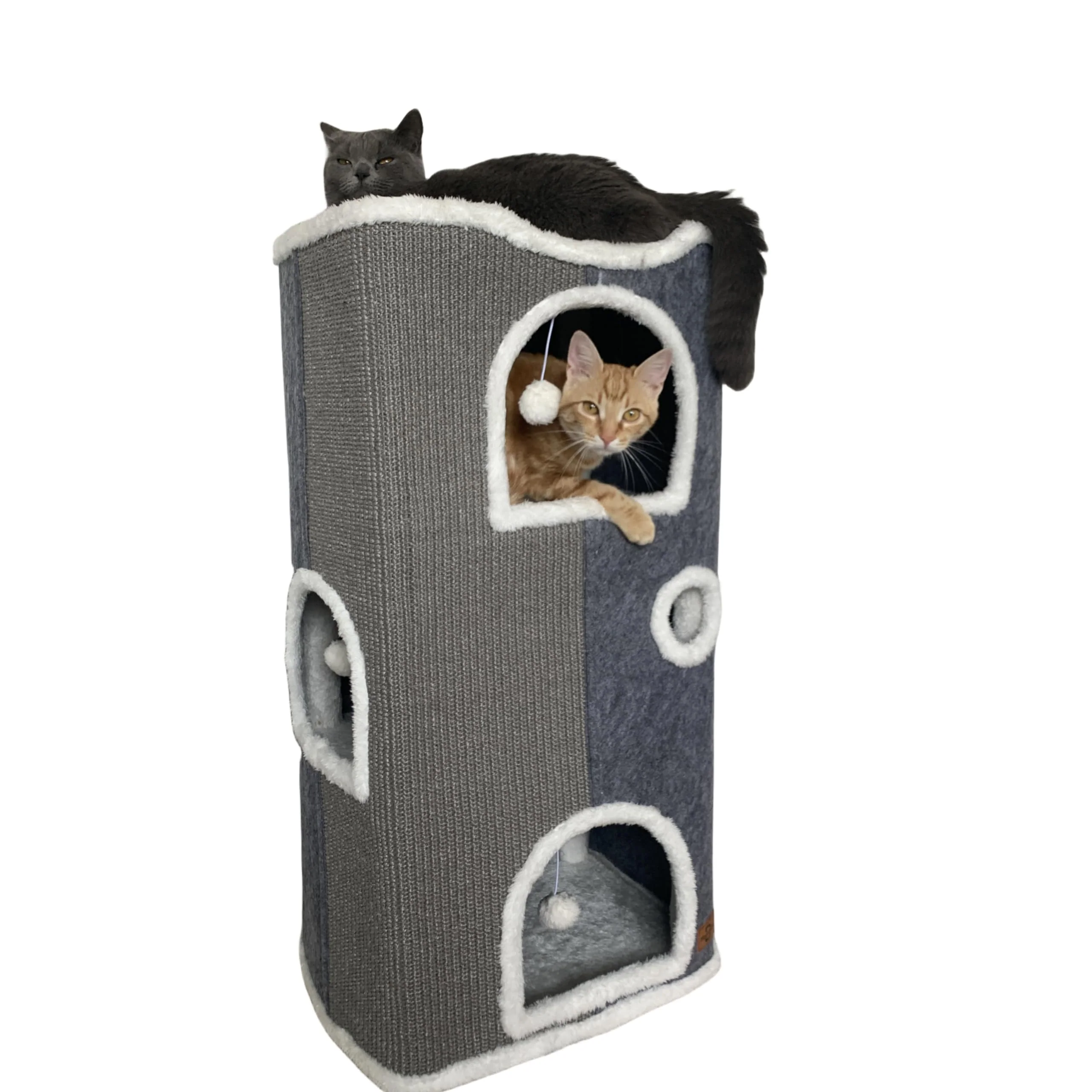 Official Heerduos 4-Level Cat House for Indoor Cats — Scratching Pad Cushions Hideaways Classic