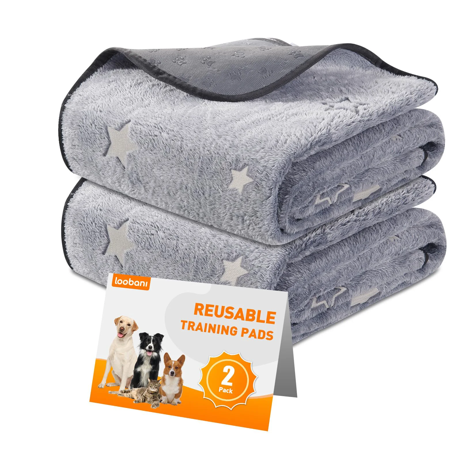 Refined LOOBANI Washable Dog Pee Pads – 2 Pack 34 x 52 in Quick-Absorbent Non-Slip Grey Verified