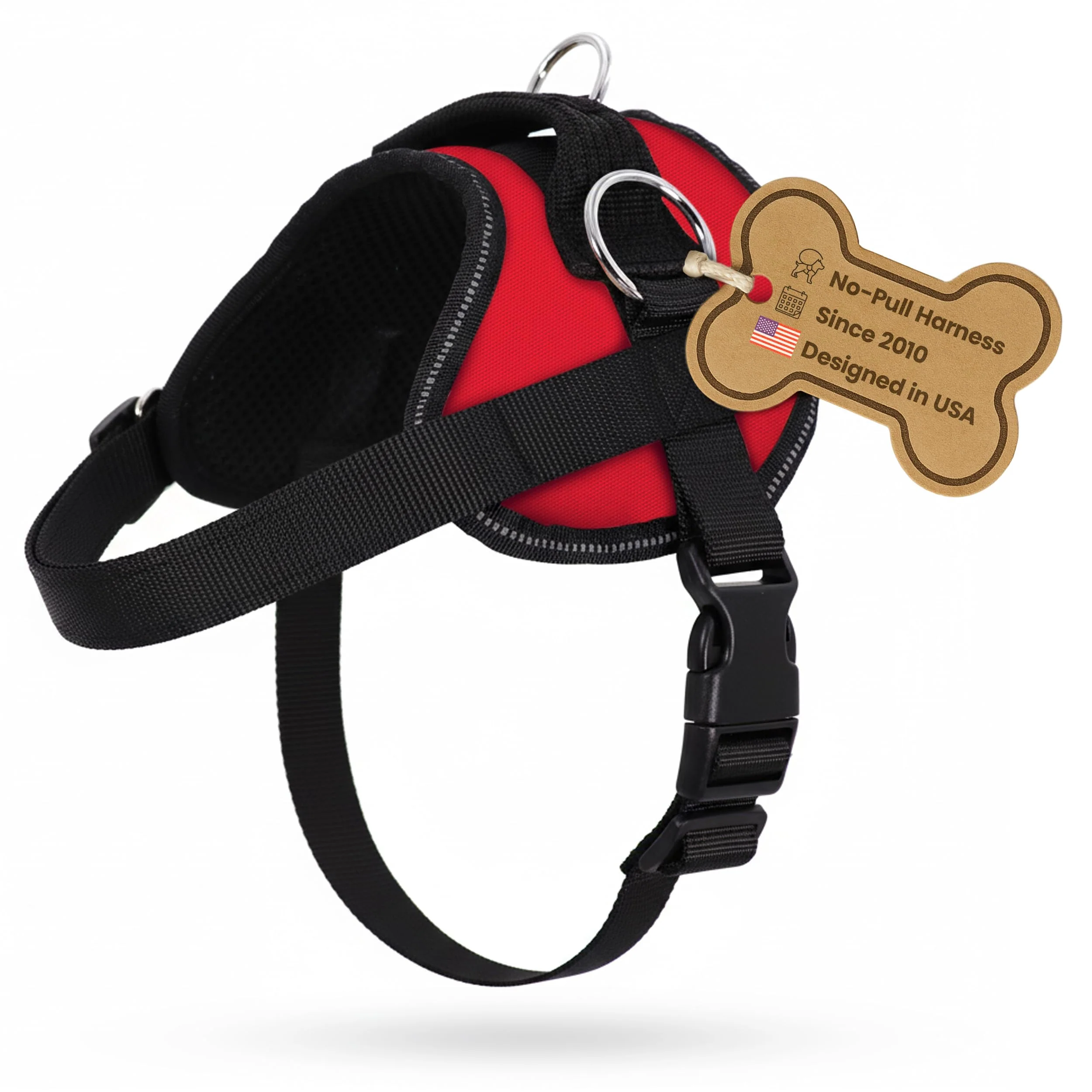 Soft Bark Appeal Red No-Pull Harness for Medium to Large Dogs Adjustable 3 Clips Reflective Vest Exclusive