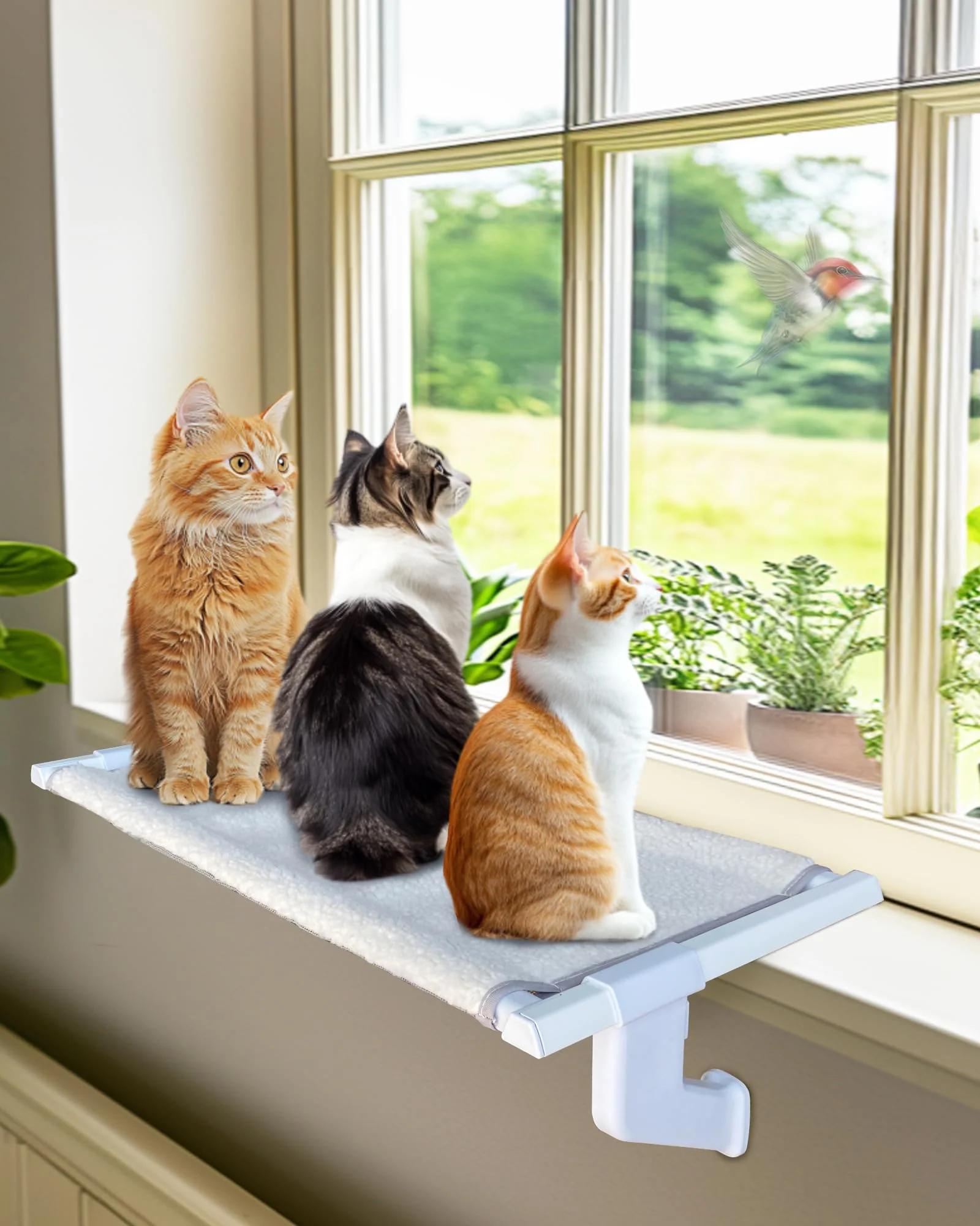 Lightweight NRYDEPET Heavy-Duty Window Sill Perch – All-Metal Frame 120 lbs XL 26x13x7 Easy Clamp Removable Cushion Fashionable
