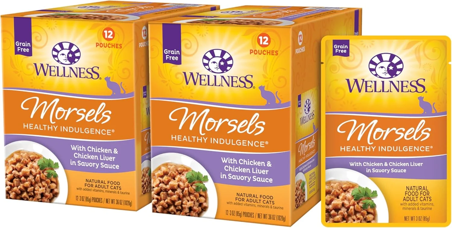 Artisan Wellness Healthly Indulgence Morsels Adult Wet Cat Food Natural Protein-Rich Grain- 3 Ounce Pouch 24 Pack Chicken Chicken Liver Elite