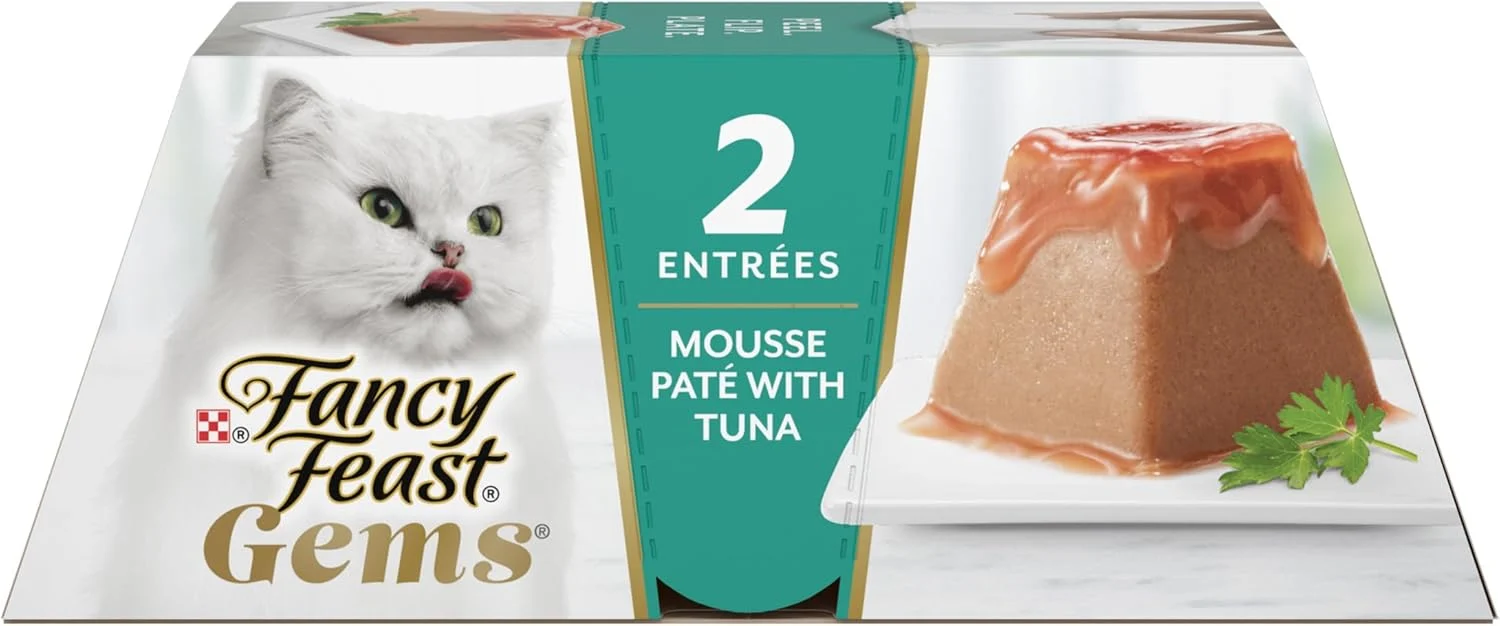 Long-Lasting Fancy Feast Gems Pate Cat Food Mousse With Tuna and a Halo of Savory Gravy Cat Food - Pack of 8 4 oz. Boxes Superior