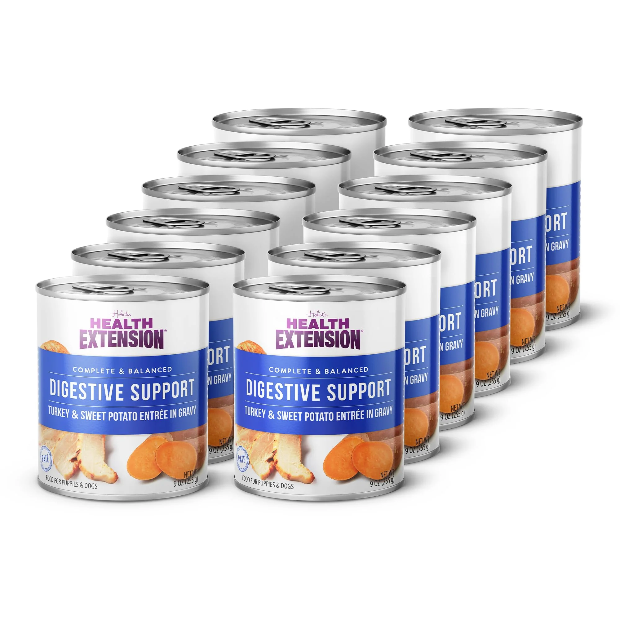 Prestigious Health Extension Wet Dog Food Turkey Sweet Potato Entrée in Gravy 9 oz — Digestive Support with Superfoods Antioxidants Case of 12 Cans High-End