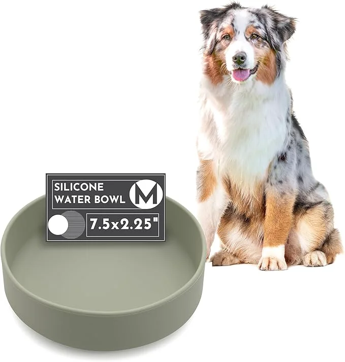 Top-Quality Should We Go Dog Water Bowl - The Dish No-Spill Less Mess Non-Tippable Water Food Bowl Pure Silicone with Suction Cup Fits 5 Cups 7.5 Across x 2.25 Tall I for All Pets Medium-SageAbout ThisOverview Clean