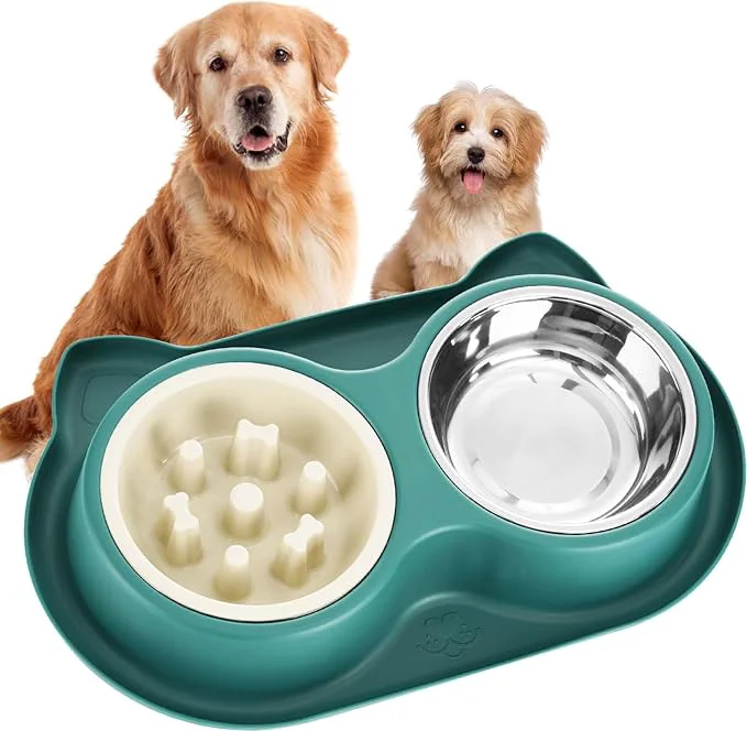 Contemporary Dog Slow Feeder Dog Water and Food Bowls Stainless Steel Bowls Non Slip Anti Skid Pet Puppys and Kitties Dishes for Small MediumAbout ThisOverview Functional