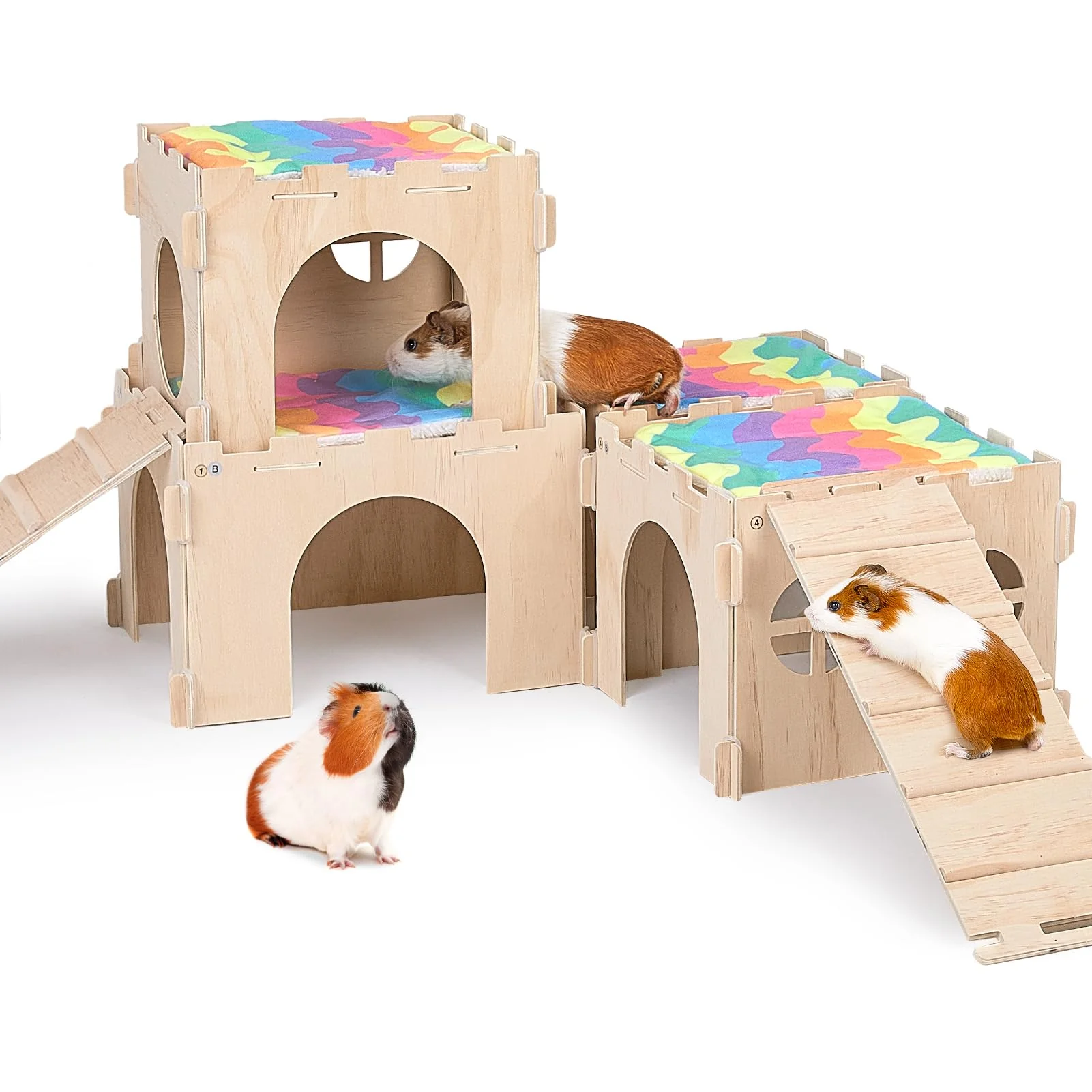 Outstanding Unicorn Catcher Guinea Pig Hideout Castle with Stairs – Extra Large Wooden Habitat Fashionable