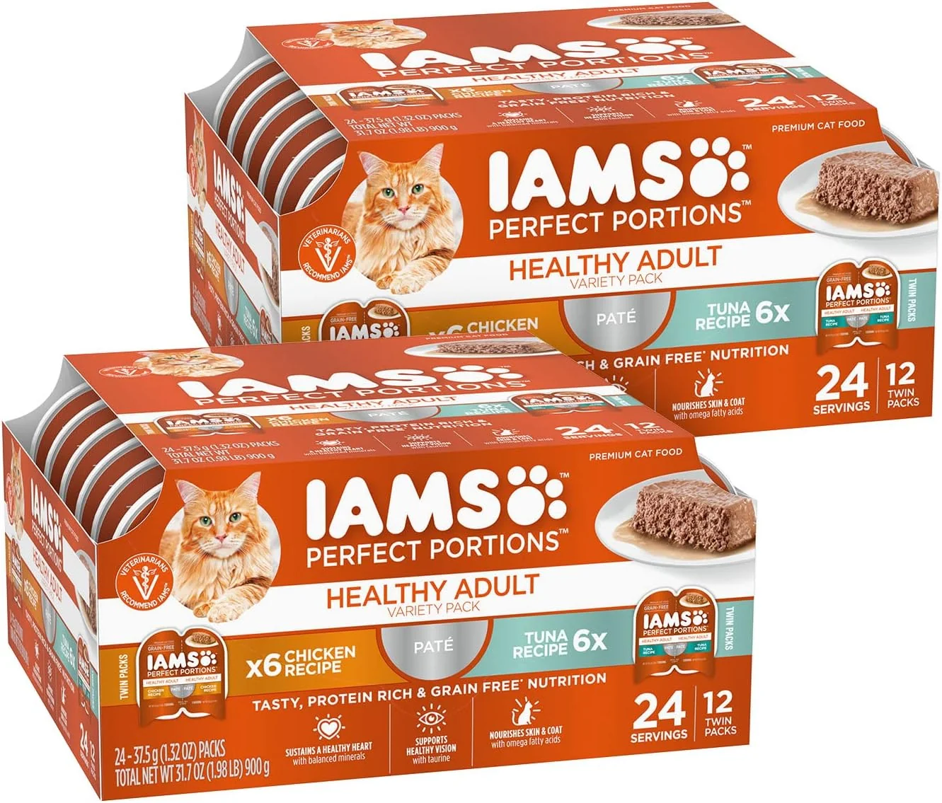 Sustainable IAMS Portions Healthy Adult Wet Cat Food Pate Chicken and Tuna Recipe Variety Pack Easy Peel Twin-Pack Trays 12 Count 24 Servings Pack of 2 Top-Quality