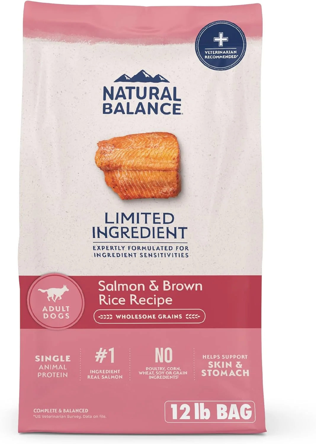Casual Natural Balance Limited Ingredient Adult Dry Dog Food with Healthy Grains Salmon Brown Rice Recipe 12 Pound Pack of 1 Carefully Designed