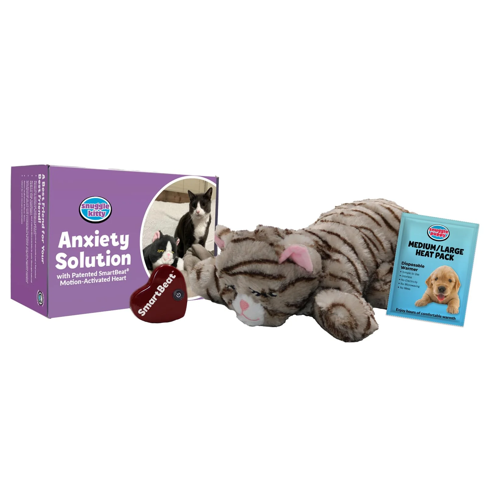 Elegant Snuggle Kitty Heartbeat Plush Cat Toy by Snuggle Puppy – Calming Cat Toy for All Breeds High-Quality