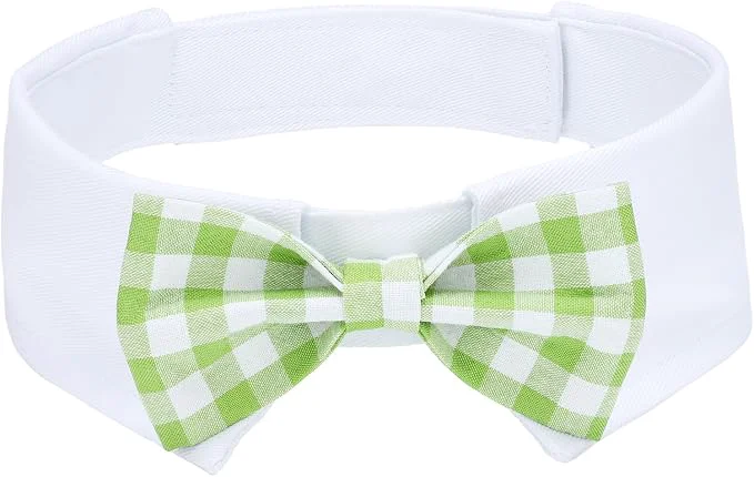 Unique Segarty Dog Bow Tie for Neck Girths 16.5-21.2in Adjustable Green Plaid Bowtie Specialty
