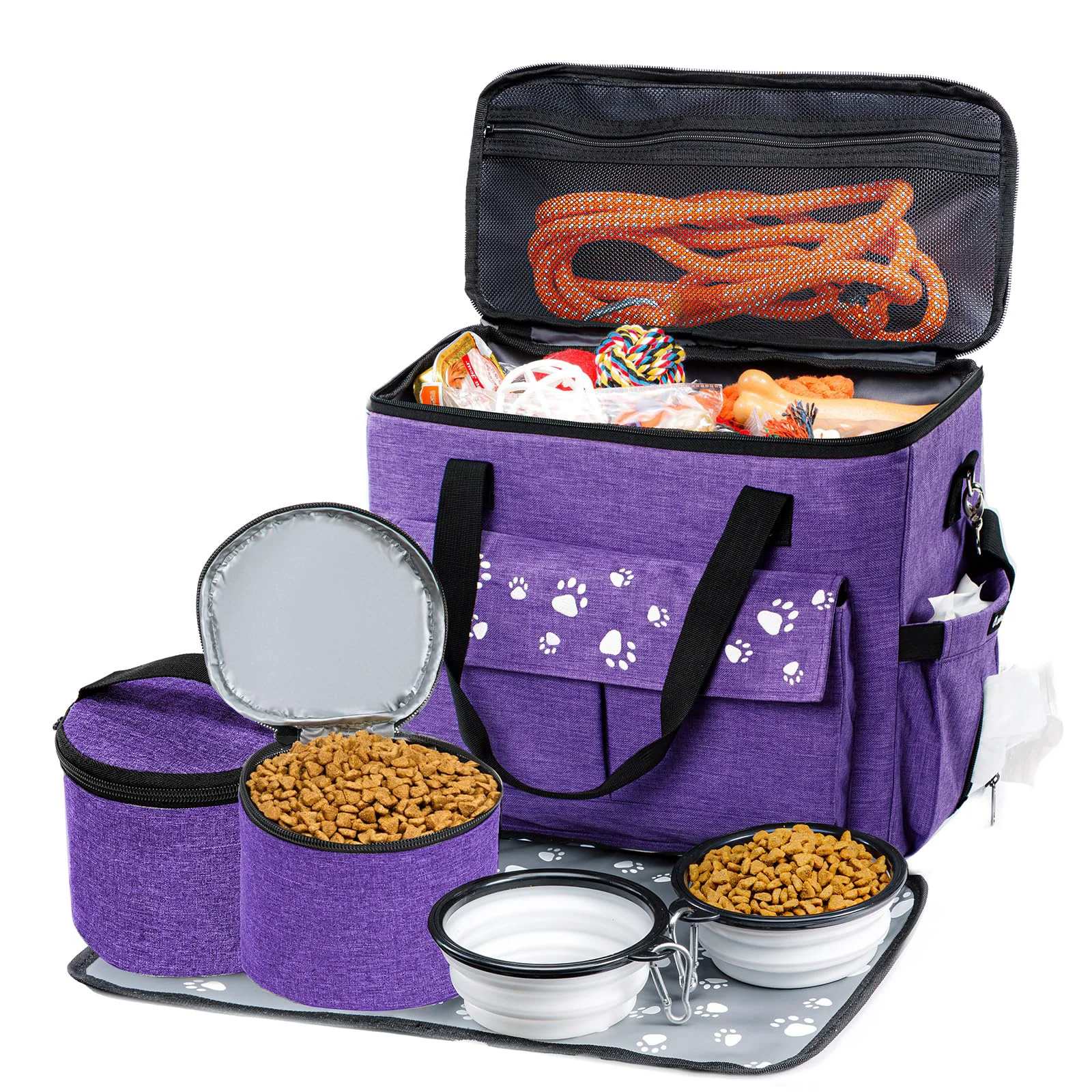 Crafted CLAWIST Dog Travel Bag XL – Airline Pet Travel Bag with Food Containers Collapsible Bowls Specialty