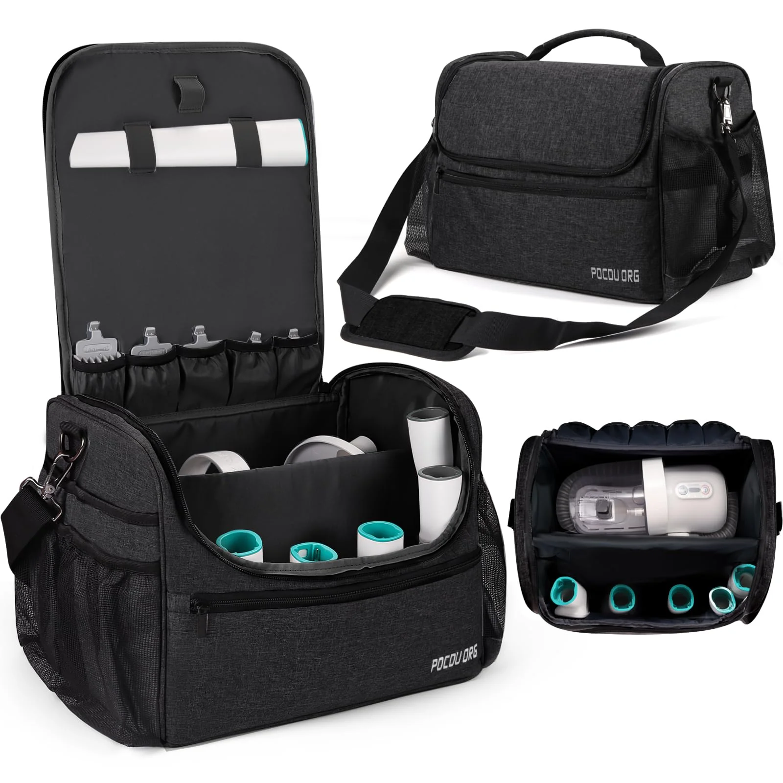 Green POCDUORG Pet Travel Grooming Organizer Bag – Large Capacity Compatible with Neabot Oneisall Vacuums Bag Only Black Functional