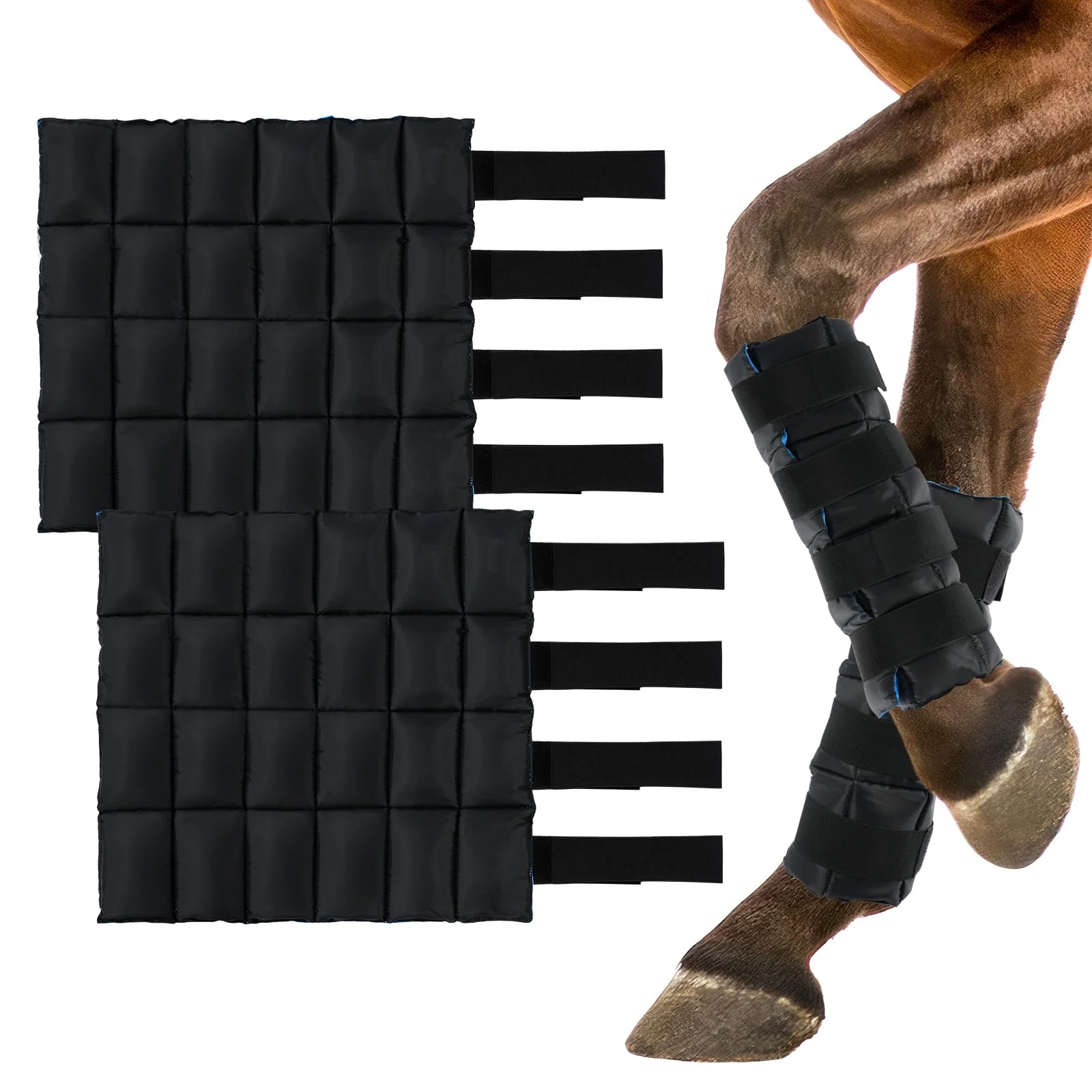 Excellent LUFFWELL Horse Leg Wraps 2-Pack – Ice Leg Boots for Training Recovery Black Blue Prestigious