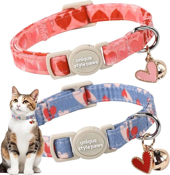 Superior Unique style paws 2 Pack Valentine's Kitten Collar Breakaway Premium