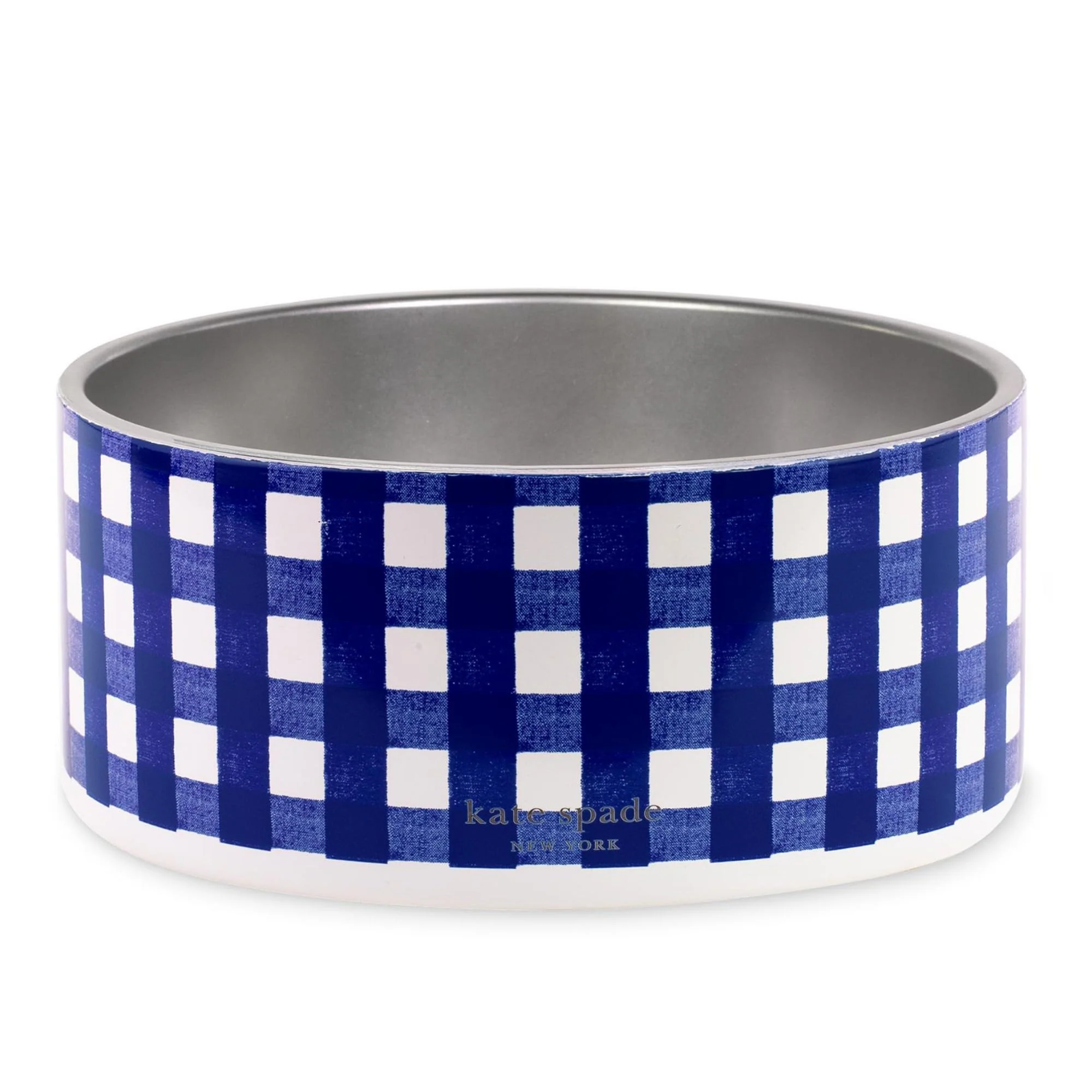 Sophisticated kate spade new york Dog Dish — Stainless Steel Non-Slip 32 oz Navy Gingham Next-Generation