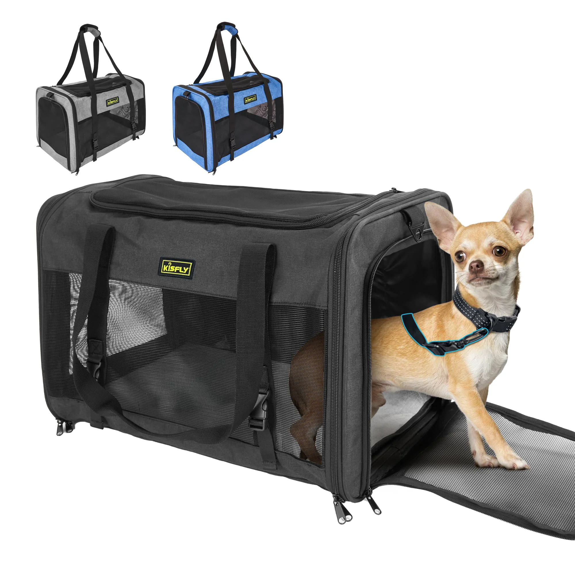 Selected KISFLY Small Dog Carrier - Soft Foldable Pet Carrier for Cats Dogs Rabbits up to 25 lbs Car Travel Reusable