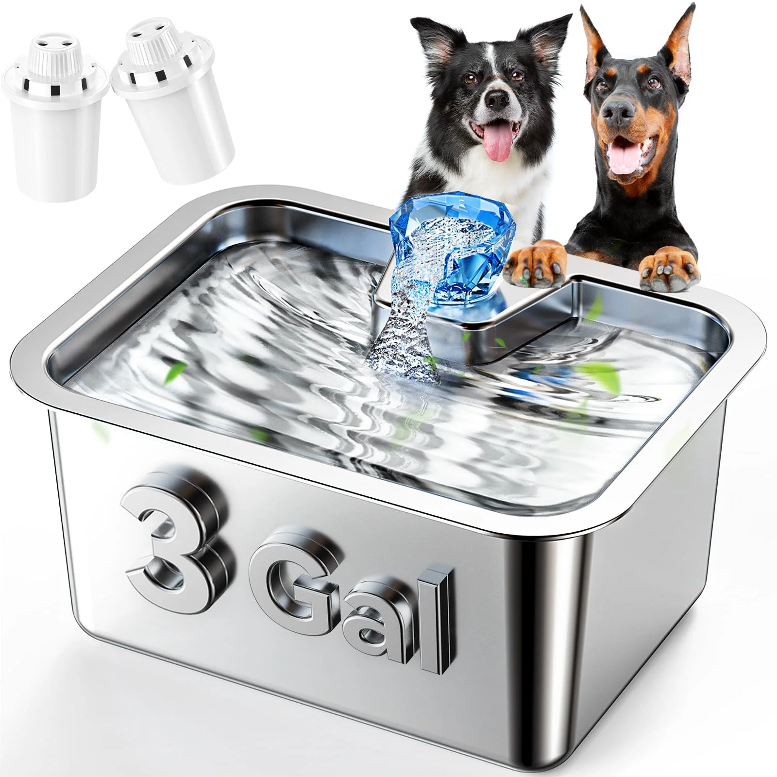 Specialty PETNF Large Dog Water Fountain – 11L Stainless Steel Quiet Pump 2 Filters Trendy