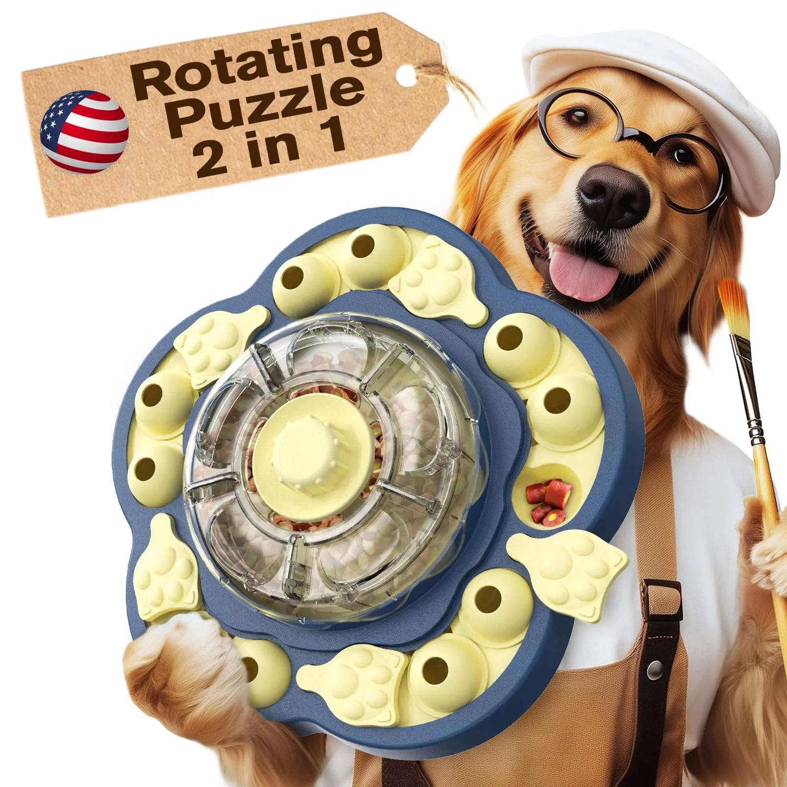 High-End KADTC U.S. Brand 3-Level Dog Puzzle Toy with Slow Feeder – Enrichment for Small to Large Dogs Versatile