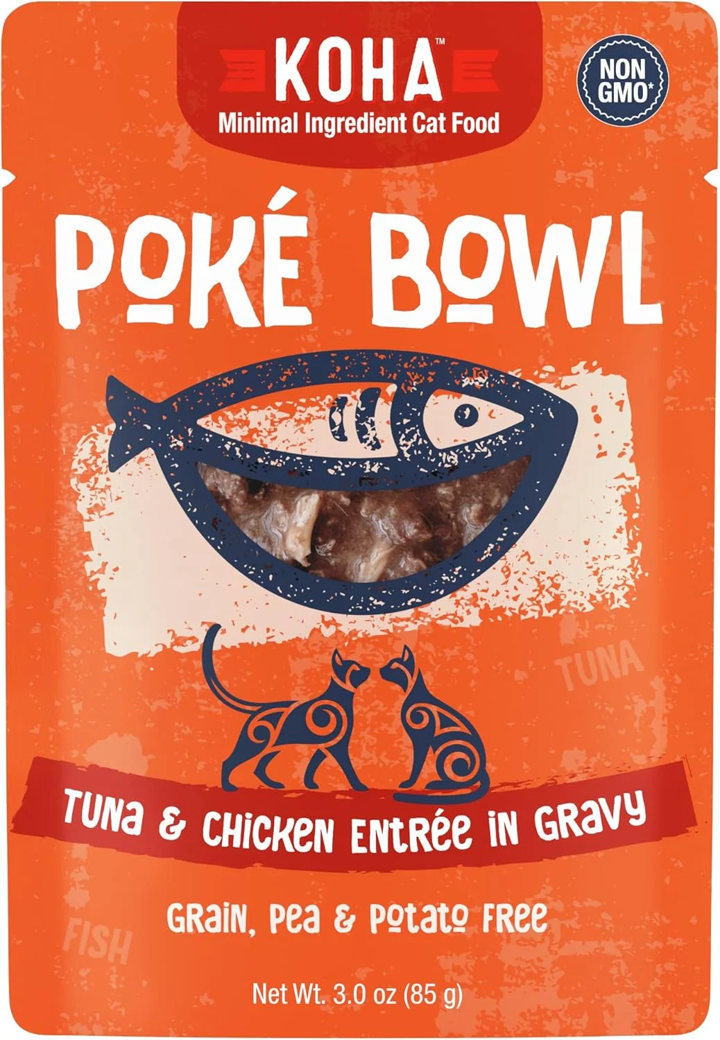 High-End KOHA Poké Bowl Tuna Chicken Entree in Gravy for Cats 12-Pack of 3oz Pouches User-Friendly