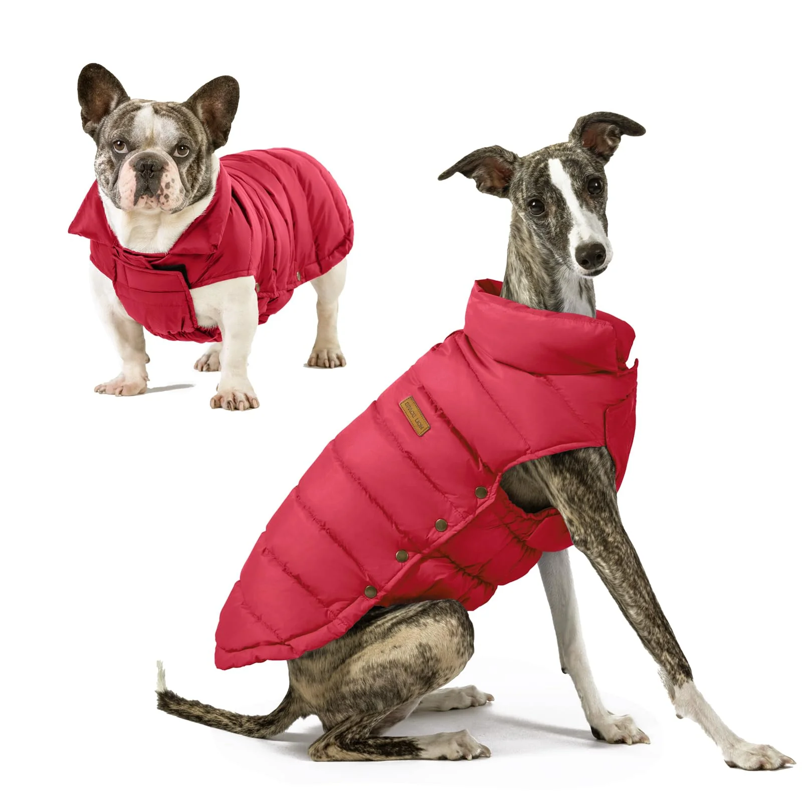 Official SPACE LION Dog Puffer Jacket Lightweight Down Coat for Small Medium Dogs Red Size 12 M Exclusive