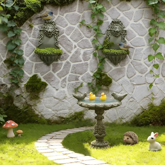 Minimalist iLAND 1 12 Scale Fairy Garden Accessories Outdoor Miniature Birdbath Fountain Reusable