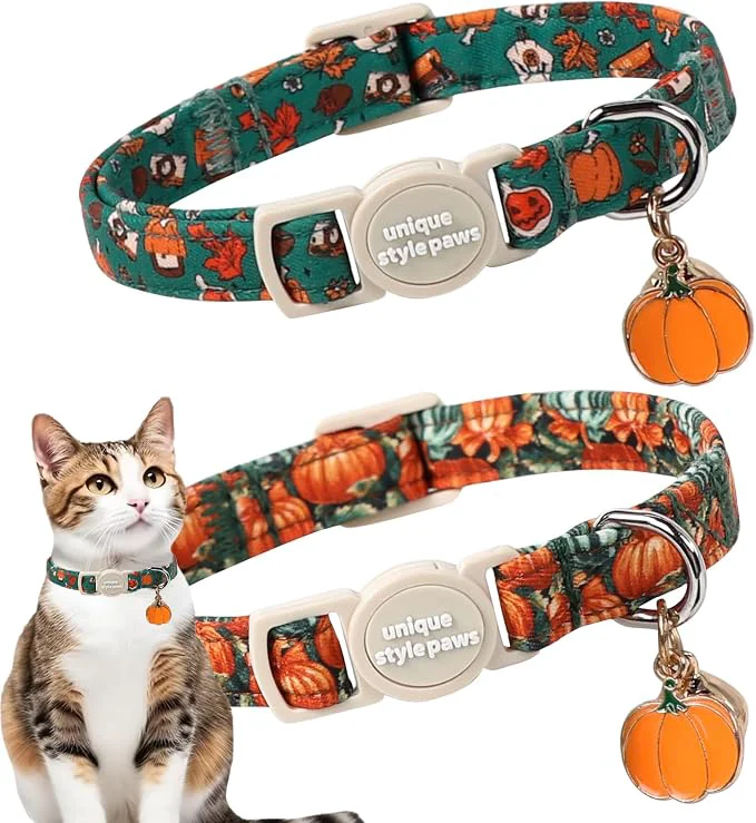 Refined Unique style paws 2 Pack Autumn Halloween Kitten Collar Breakaway Functional