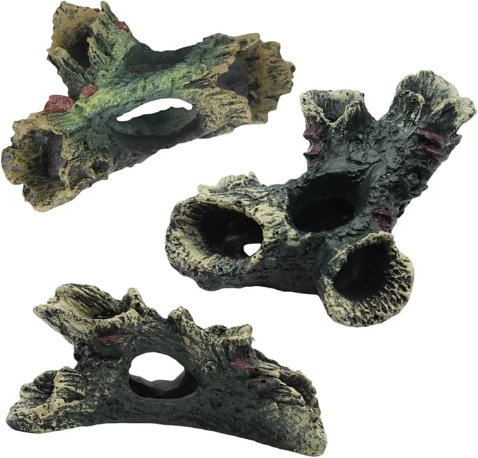 Casual DoubleWood 3 PCS Decaying Trunk Betta Fish Ornament Driftwood Resin Crafts Convenient