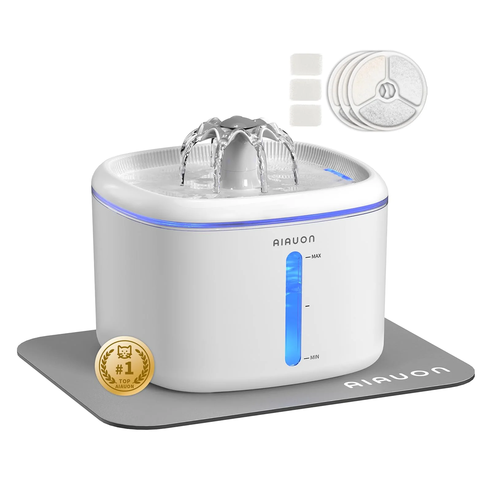 Specialty AIAUON Cat Water Fountain 2.5L - Ultra Quiet 3 Modes 3 Replaceable Filters Unique